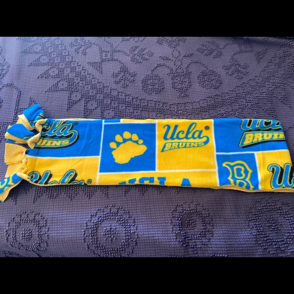 Hand made UCLA BRUIN fleece scarf.